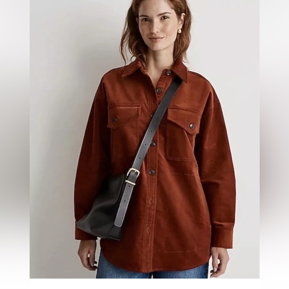 Madewell Corduroy Twill Oversized Shirt-Jacket, Stained Mahogany, Size S